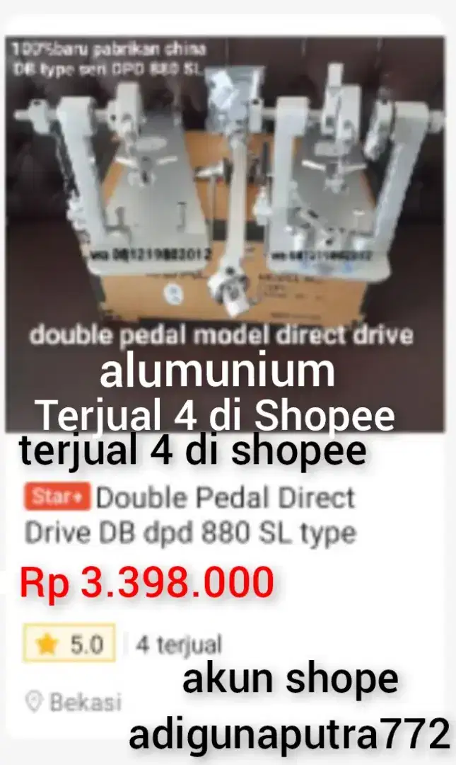 100%br ALUMUNIUM DIRECT DOUBLE PEDAL DB DPD880SL