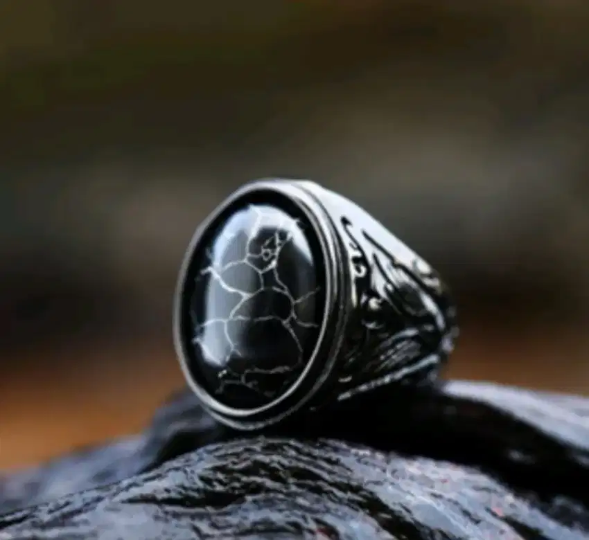 Cincin hiasan pria model pirus hitam