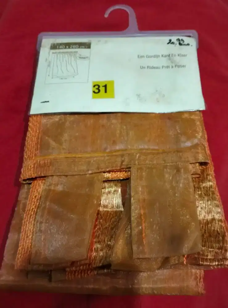 Gorden voile coklat 140x260 cm import Eropa