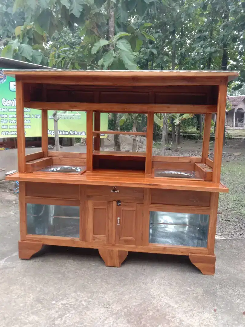 Gerobak Mieayam Bakso kayu jati free ongkir COD