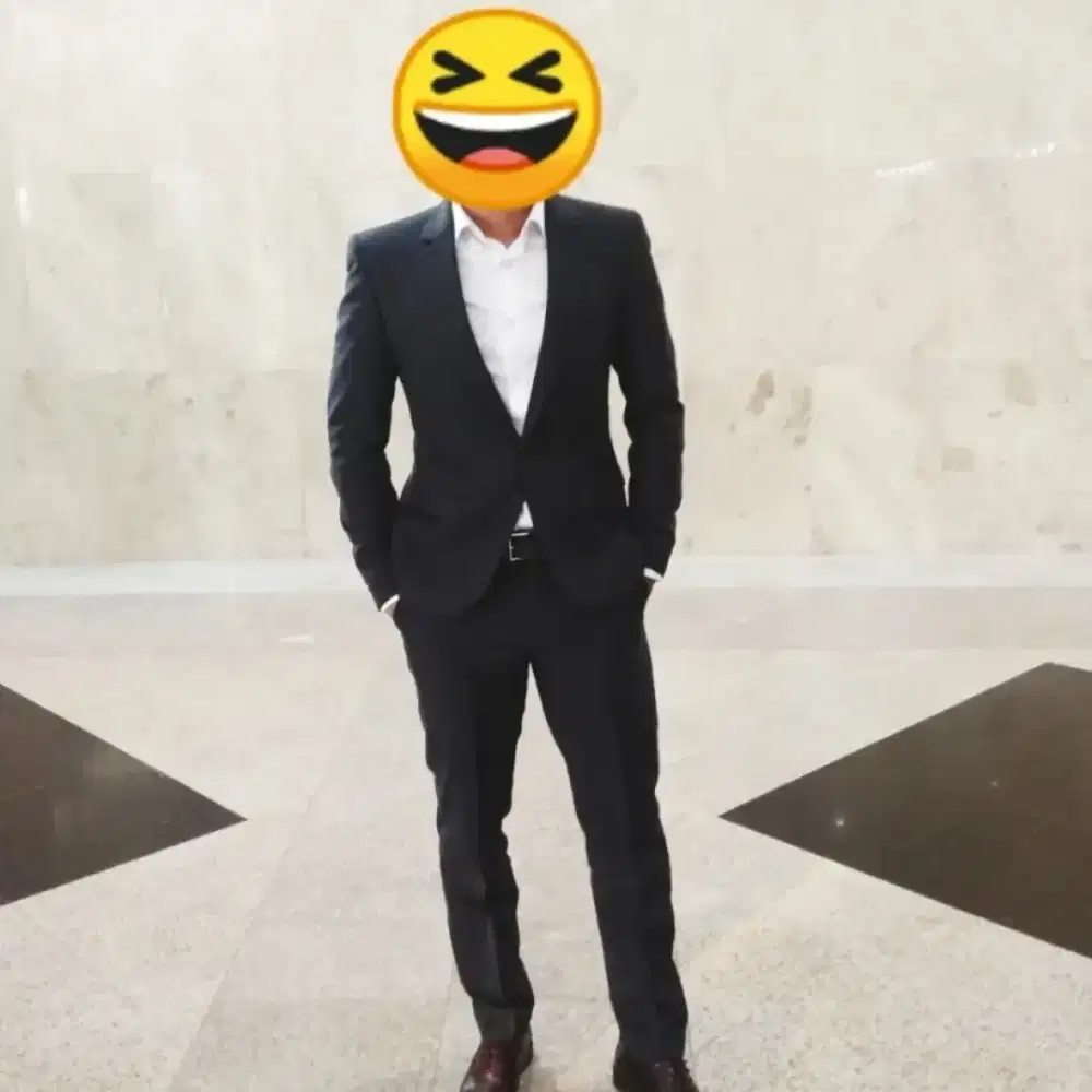 Bisa nego Size S jas blazer pria andre laurent original grey charcoal