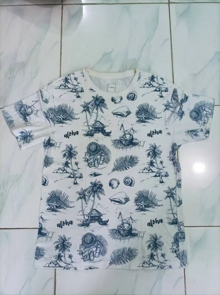 Kaos Lengan Pendek Pria - Putih Biru