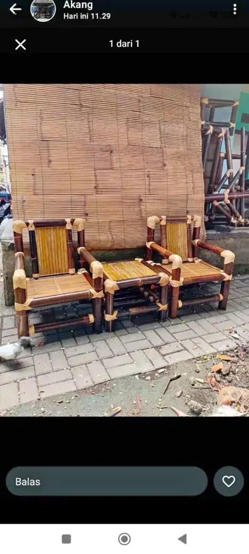 Kursi teras bambu hitam / putih