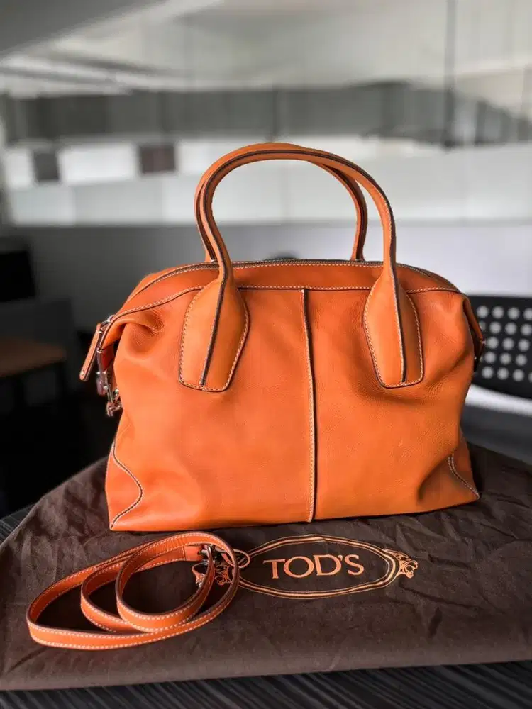 TOD’S D-styling orange leather satchel