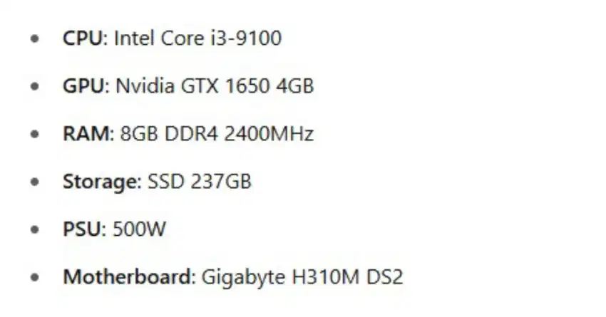 Pc Core i3 gen9 windows 10 64bit