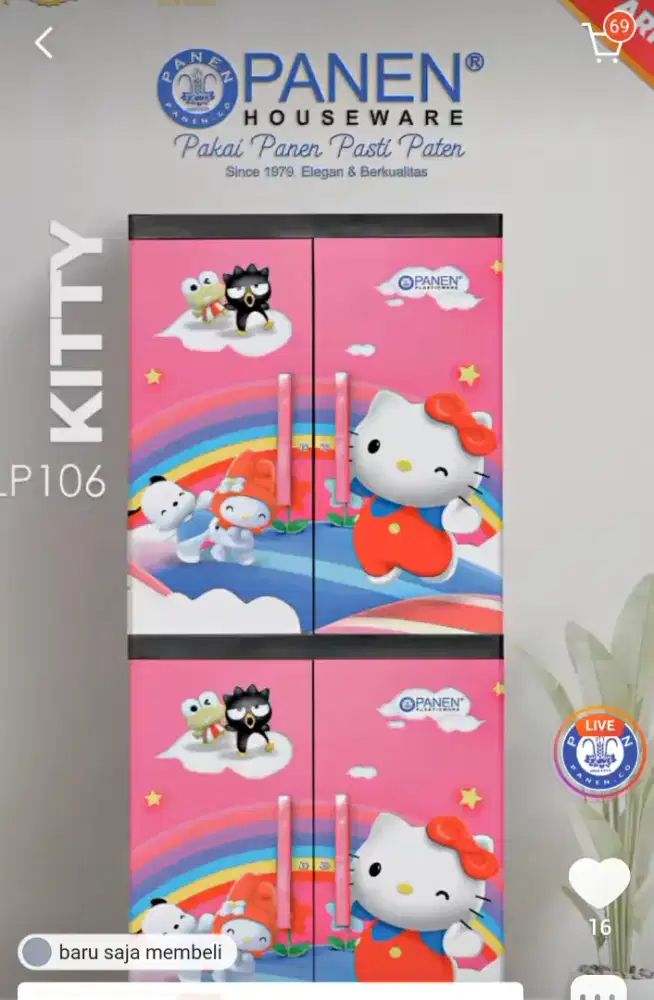 Lemari pakaian Anak 4 pintu , mulus sekali ..