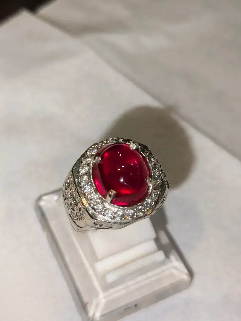 Red Ruby cakep ring perak