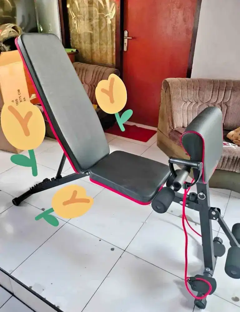 ALAT FITNESS KURSI SIT UP DUMBELL AJUST BENCH TALI ELASTIS