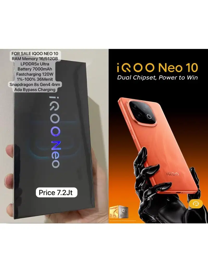 IQOO NEO 10 16/512GB Brand New Warna Orange Garansi resmi