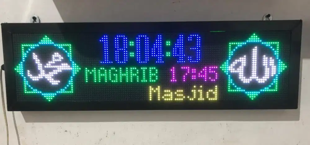 Jam Masjid Digital dan Jadwal Waktu Sholat LED Panel P5