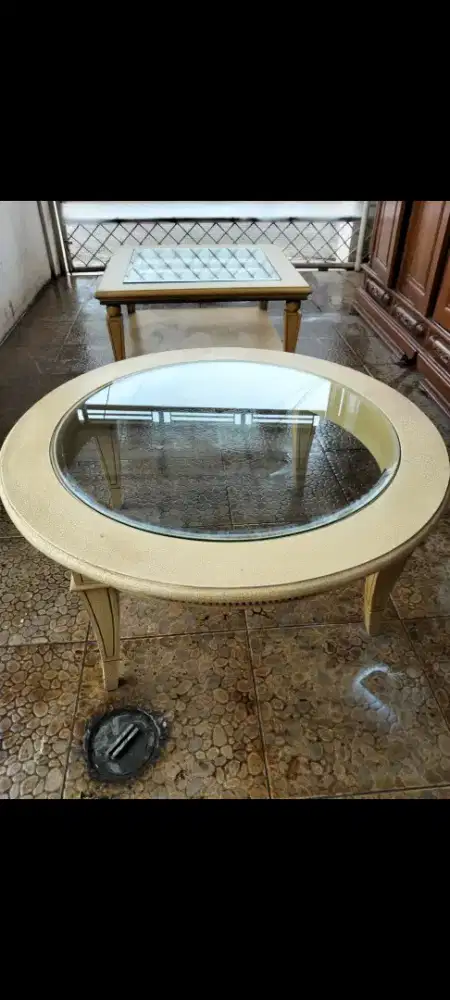 Meja tamu bulet kayu jati