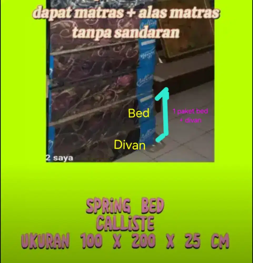 Single bed sudah dapat divan+kaki dan bed