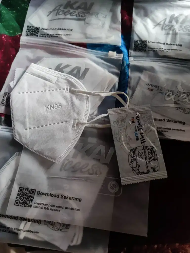 Masker KAI KN95 Terbaru Free Plastik Klip Pembungkus + TISU BASAH