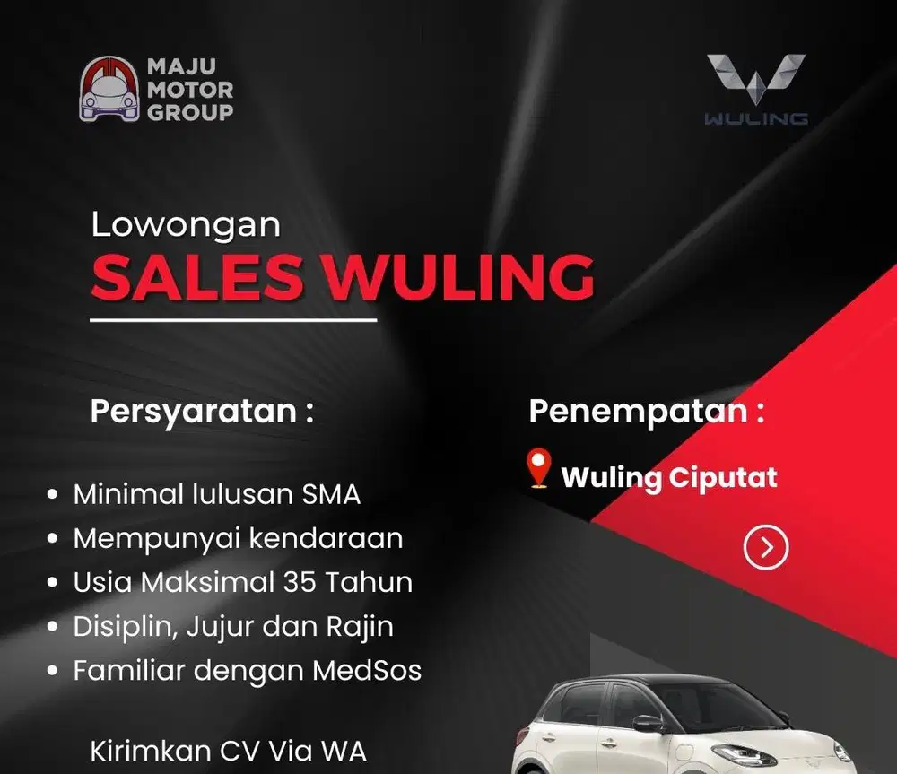 Dibutuhkan sales marketing wuling