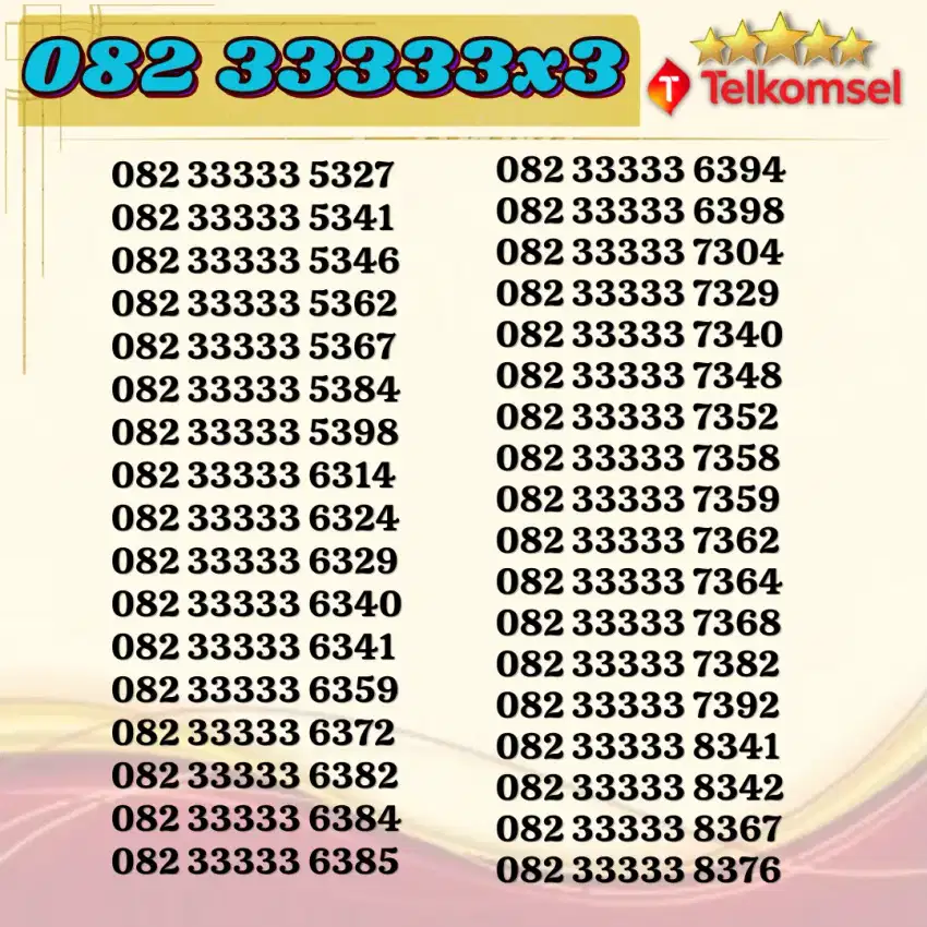 Kartu perdana Telkomsel 5G Nomor cantik panca
