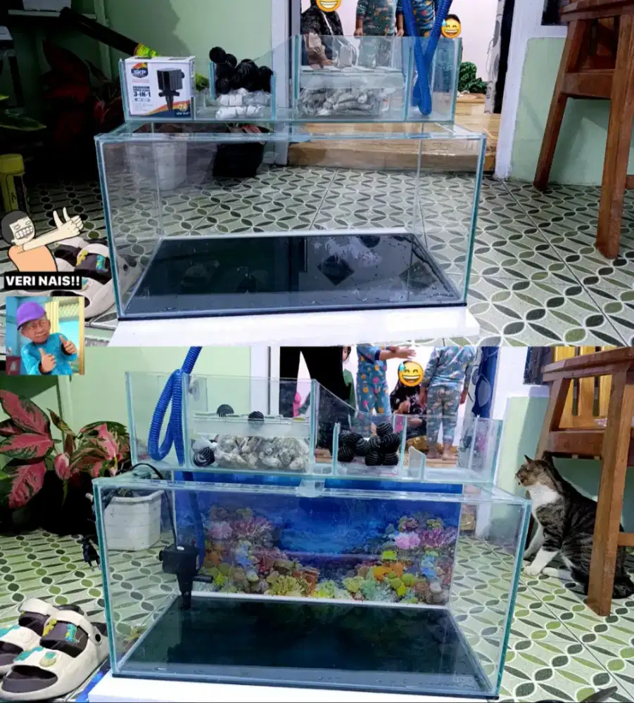 Aquarium 60x30x30 fullset dan talang kaca