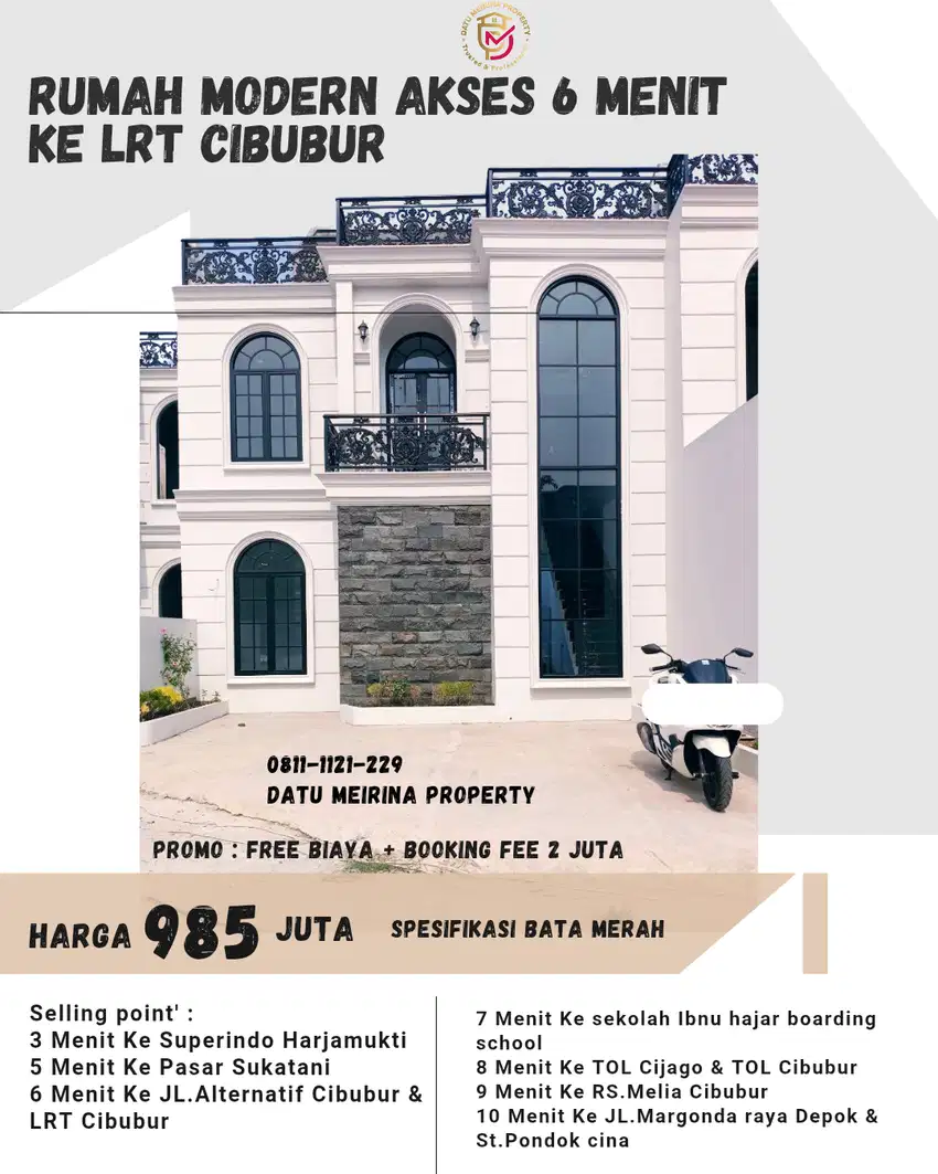 Rumah modern cibubur DP 0% akses 6 menit ke LRT Cibubur
