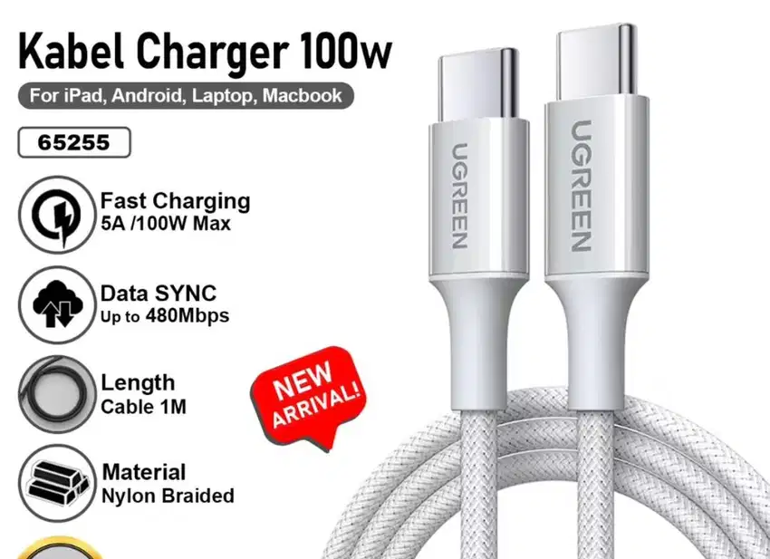 UGREEN Kabel Data PD Type C To Type C Fast Charging 3A 5A Max 100W