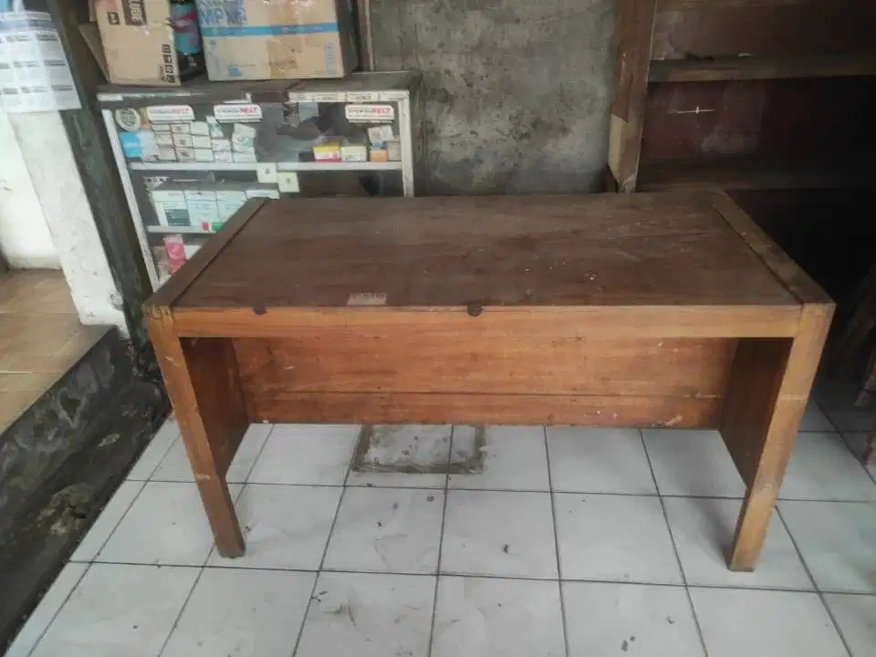 Meja Kerja Kayu Jati Tebal