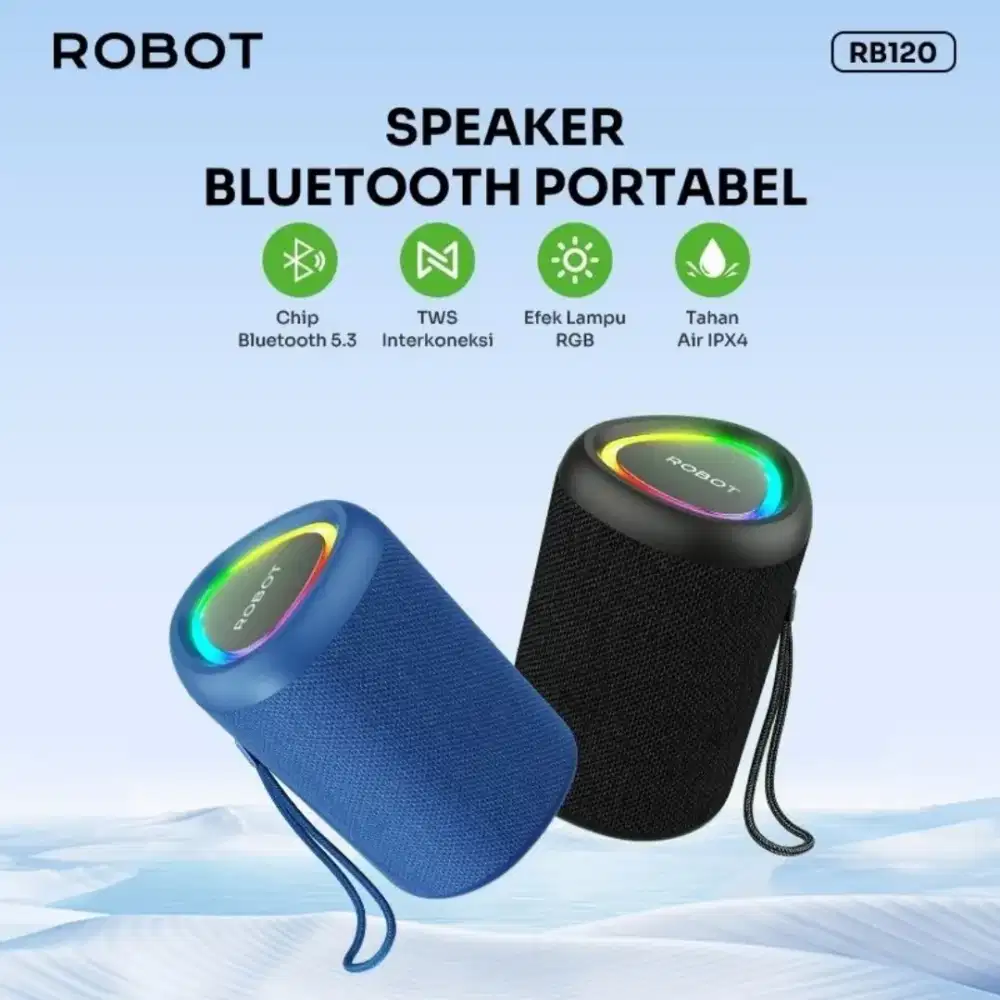 ROBOT RB120 Speaker Bluetooth RGB Super Bass Waterproof Portable Audio