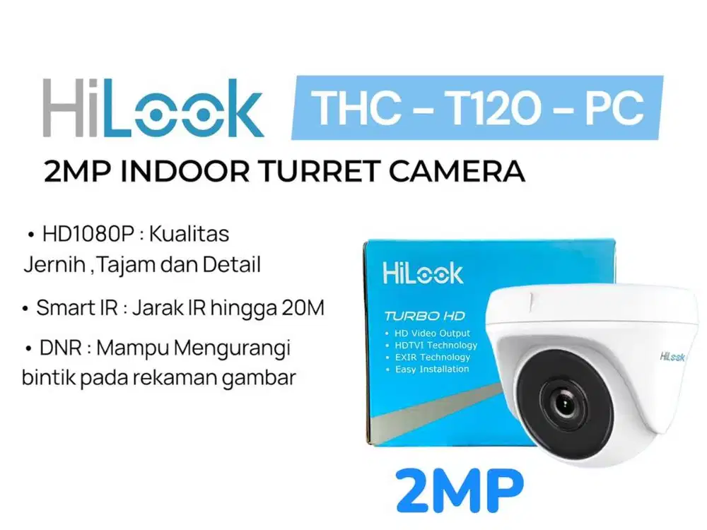 HILOOK THC-T120-P 2MP INDOOR FIXED TURRET IR20M CAMERA GARANSI RESMI
