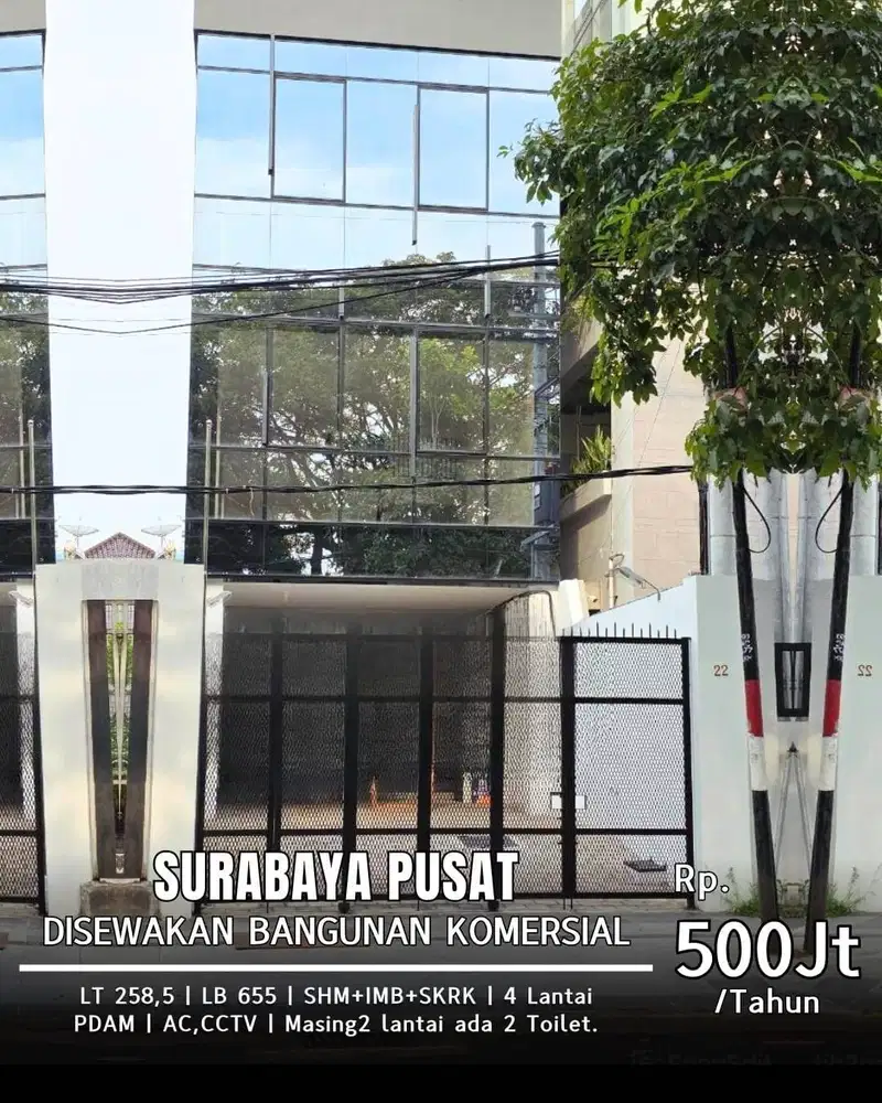 Disewakan Bangunan Komersial 4 Lantai Surabaya Pusat Dekat Grandcity