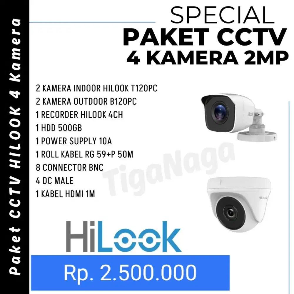 Paket CCTV 4 Camera sudah sama pasang & bisa pantau lewat HP
