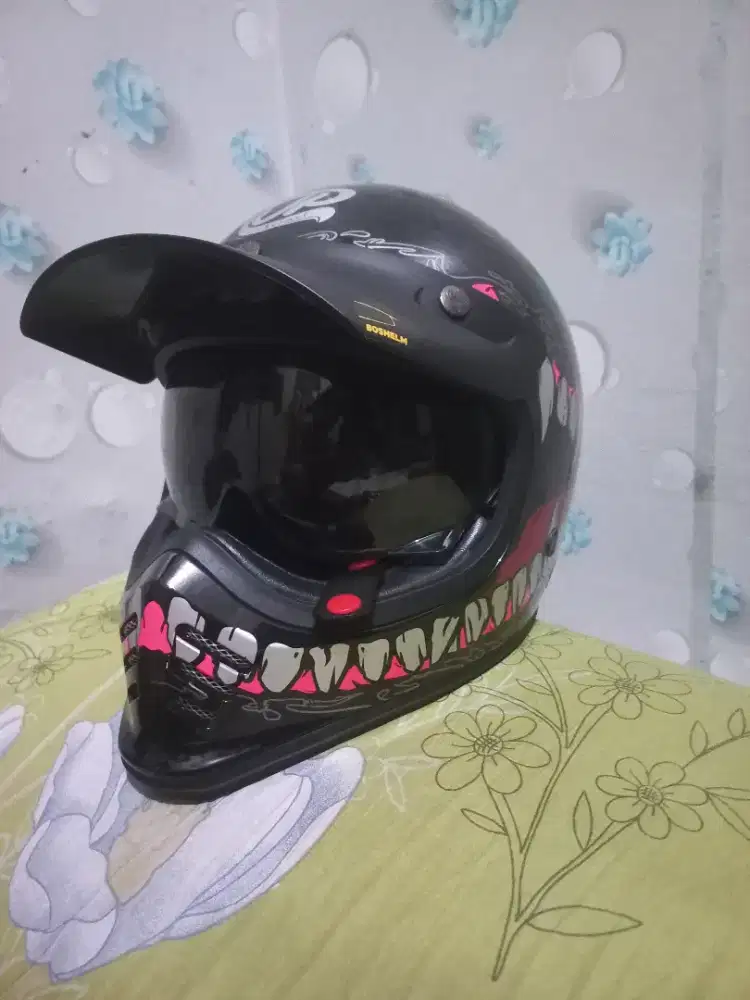 Helem cakil JP signatur SGN 06 VENOM BLACK helem retto full face SNI