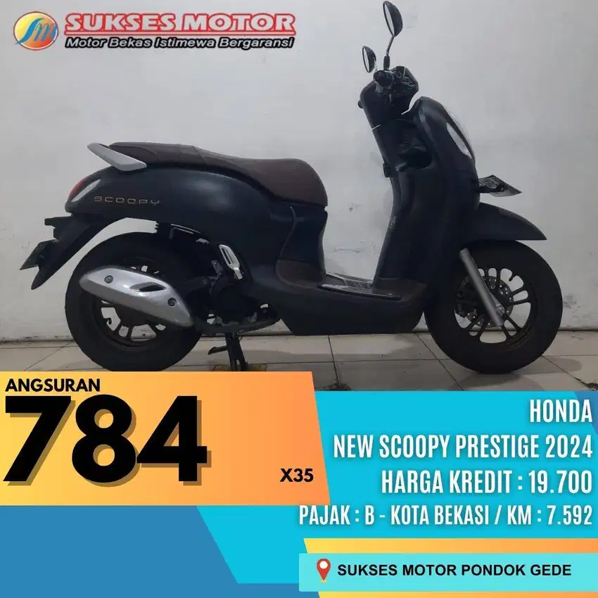 HONDA NEW SCOOPY PRESTIGE TH 2024 HITAM FREE SERVICE SELAMA 1 TAHUN