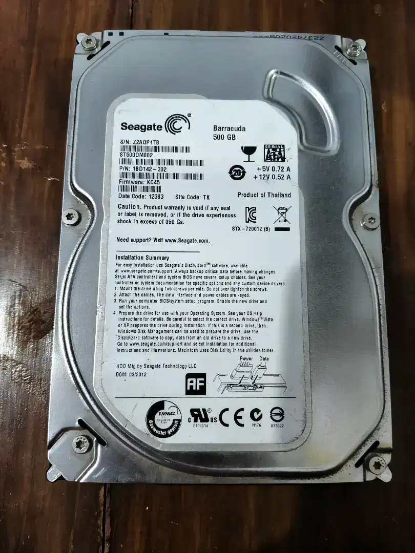 Hardisk HDD SEAGATE 500GB 3.5 INCH FULL GAMES PC MURAH HARDDISK