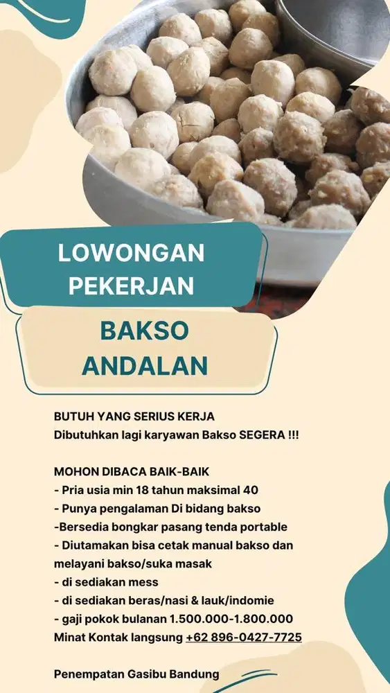 LOKER BAKSO ANDALAN BANDUNG