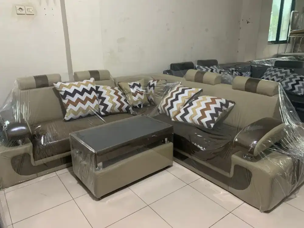 Sofa tipe L sudut coklat mocca