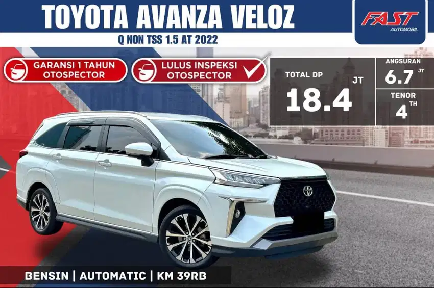 TOYOTA AVANZA VELOZ Q 2022 NON TSS 1.5 AT KM.39RB & PAJAK PANJANG #F6S