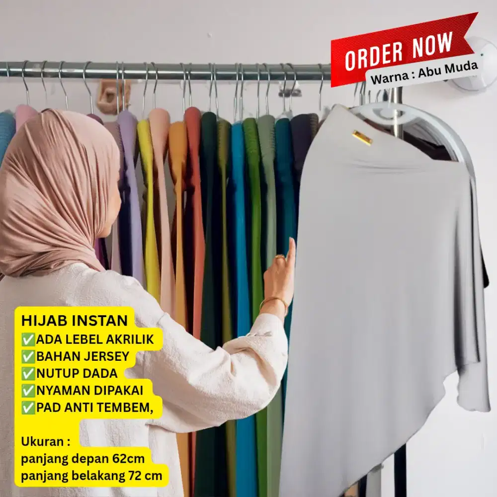 Hijab Instan, lebel akrilik, jersey, nutup dada