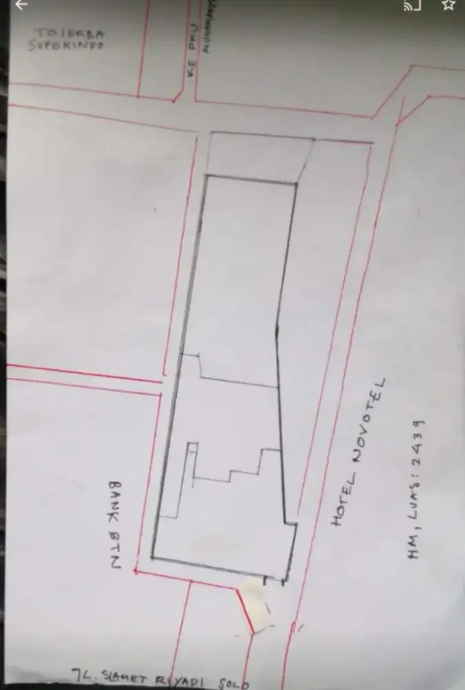 Jual tanah di jln raya slamet riyadi solo kota lt 2439m harga 25jt/m