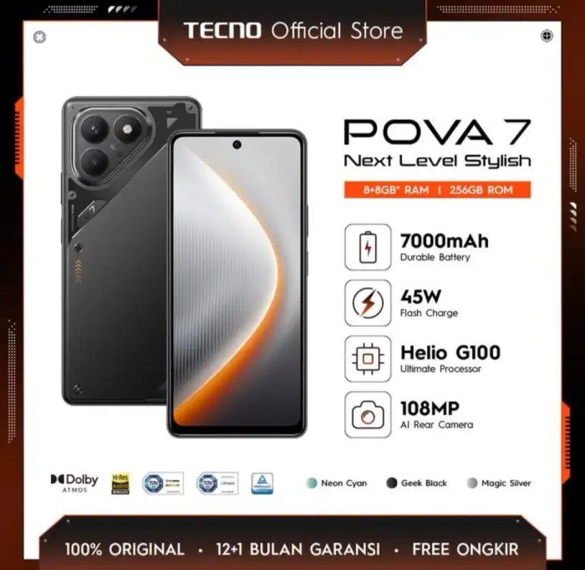TECNO POVA 7 8/256GB NFC GARANSI RESMI