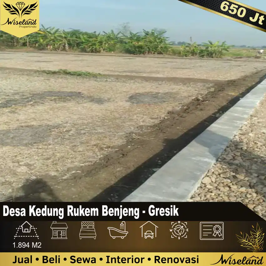 Dijual Tanah Desa Kedung Rukem Benjeng Gresik