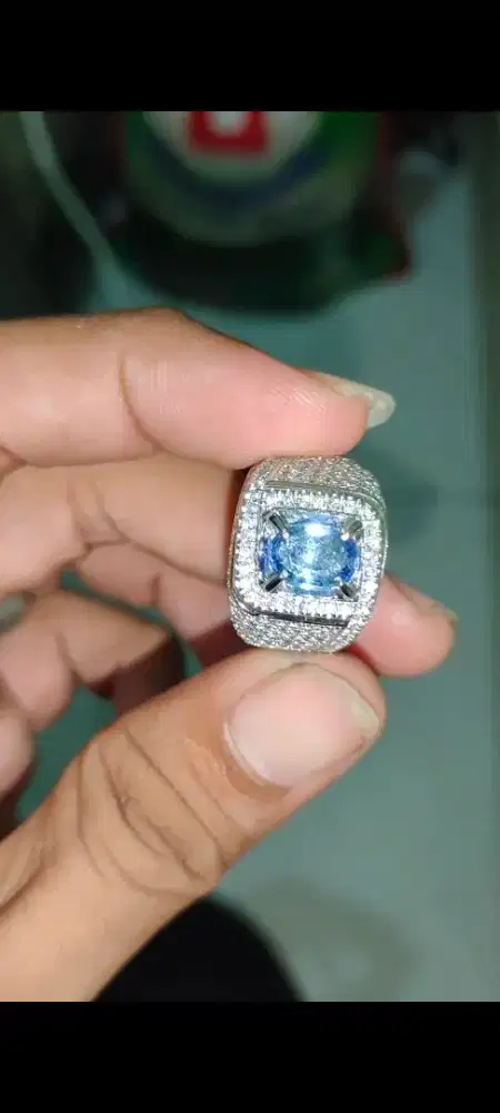 Jual cincin blue sapphire Sri lanka BU
