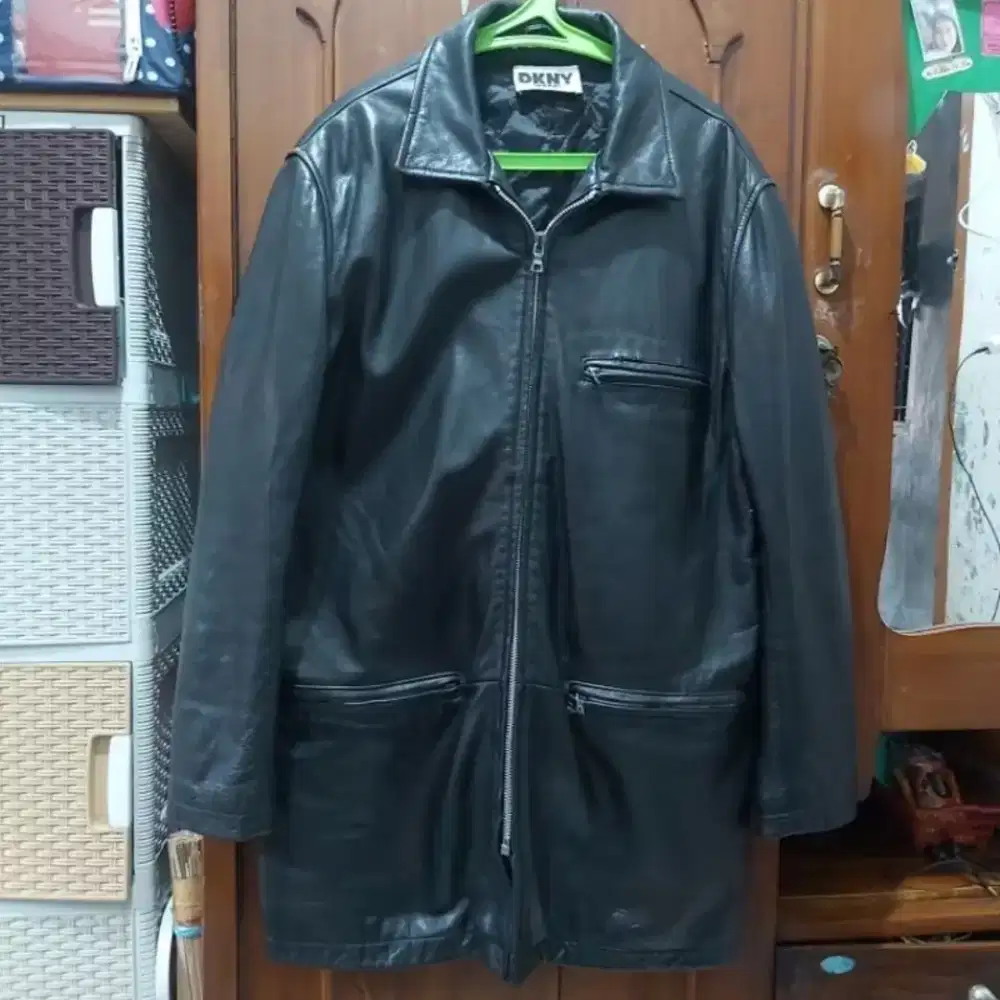 Jaket Kulit Asli Model Long Size Setara XL Kondisi 98%