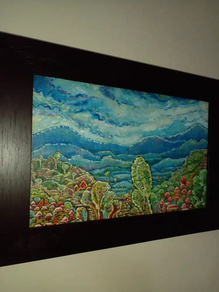 Lukisan pemandangan cantik dan indah