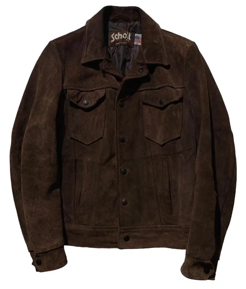 Schott 1980s Type III Suede Leather Trucker Jacket ‘Made In USA’