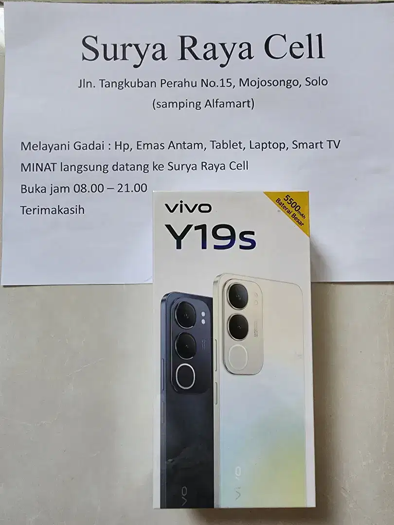 VIVO Y19S ram 8/64Gb NEW segel asli Vivo garansi Resmi 1Thn.Murah Dewe