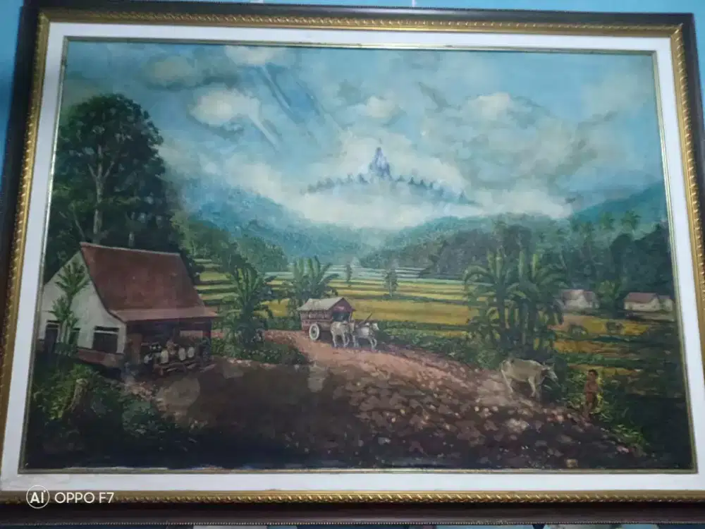 Lukisan Kanvas Oil Painting Candi Borobudur Karya Maestro MarlanJass
