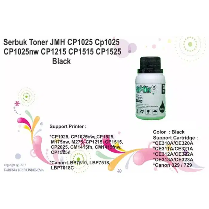 Serbuk Toner Cemical CP1025 CP1025 CP1025nw CP1215 CP1515 CP1525 Black