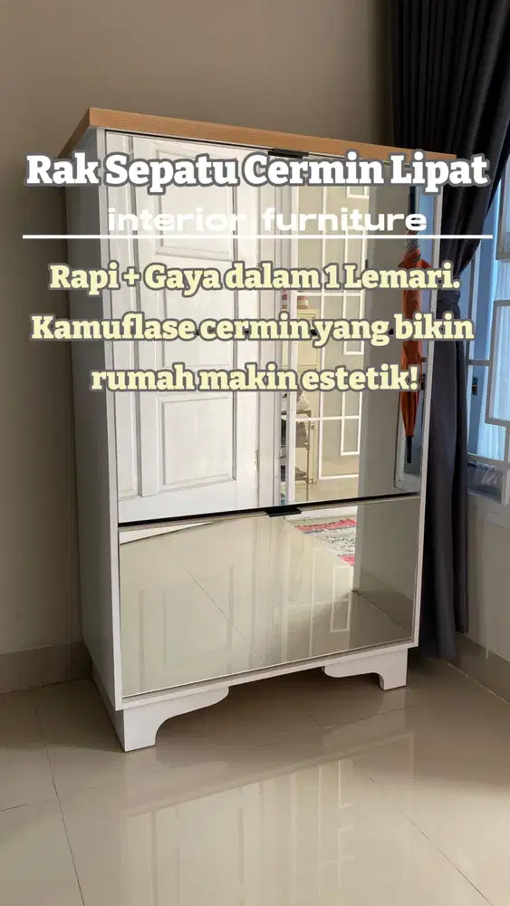 RAK SEPATU FULL CERMIN/RAK SEPATU KAMUFLASE FULL CERMIN MINIMALIS