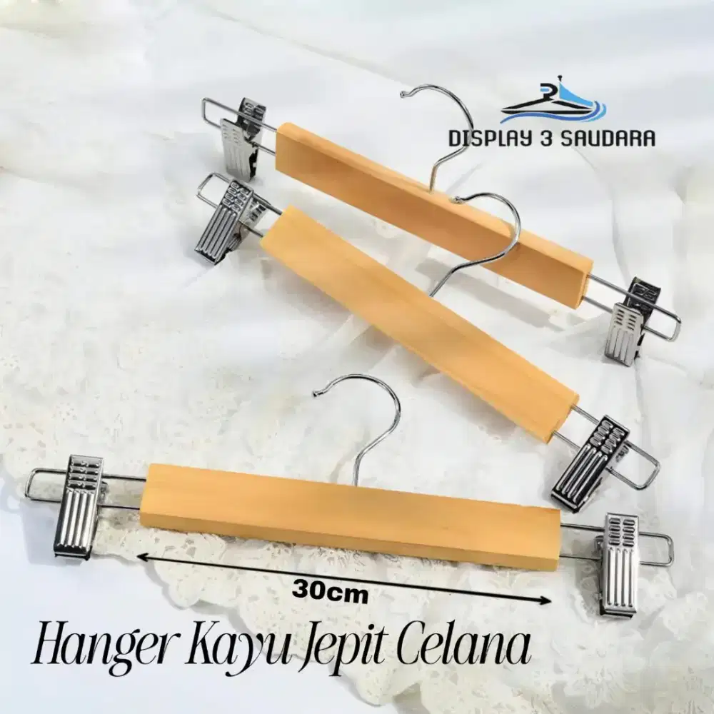 HANGER KAYU AESTETIC JEPIT CELANA 30CM