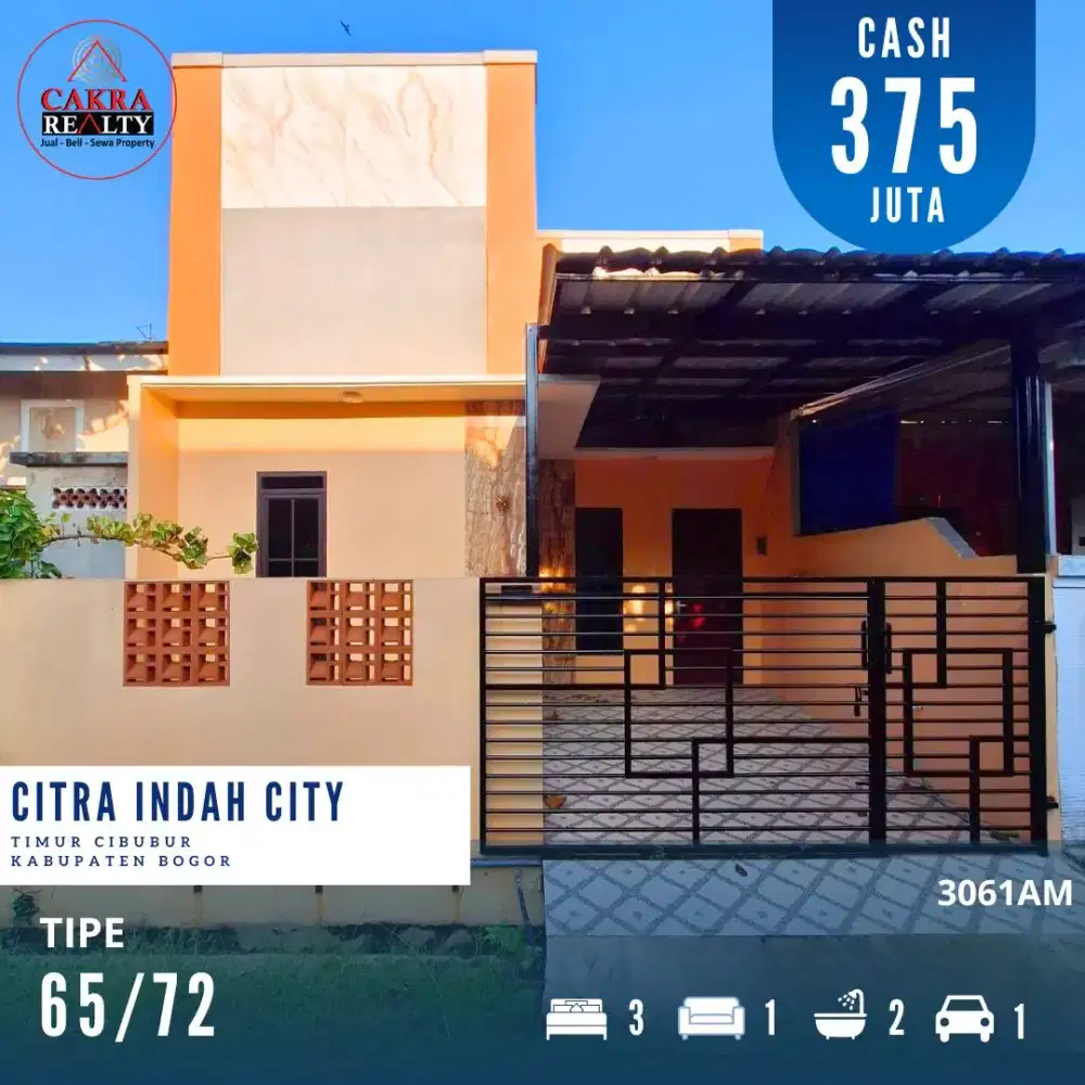 Dijual Rumah Siap Huni di Citra Indah City. 3KT, 2KM, 72m²