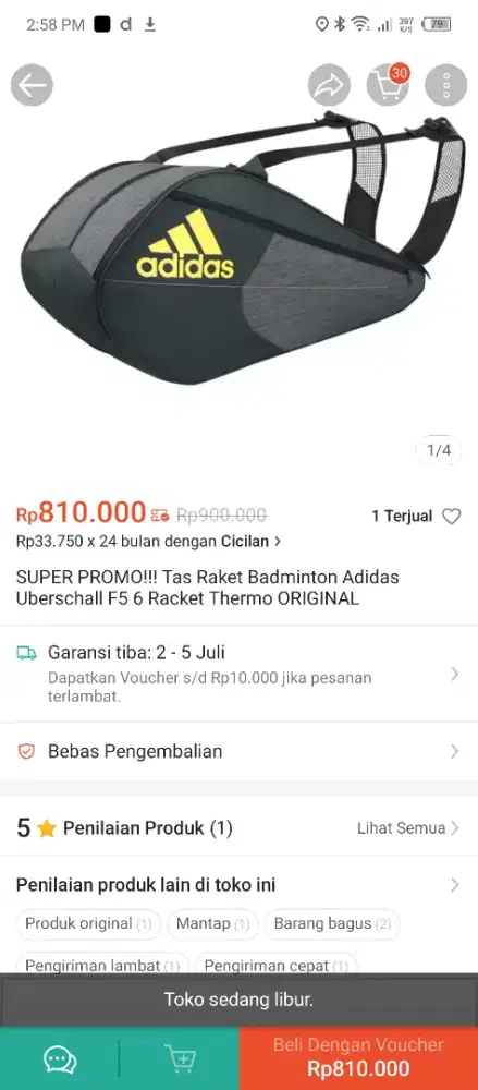 Tas Badminton Adidas Uberschall F5 Original