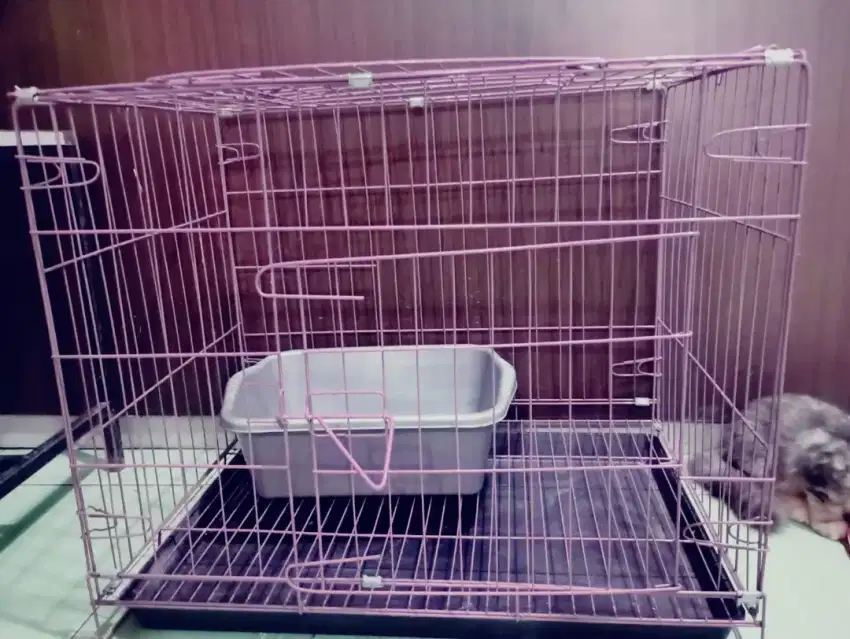 KANDANG KUCING LIKE NEW. BONUS BAK PLUS TEMPAT MINUM