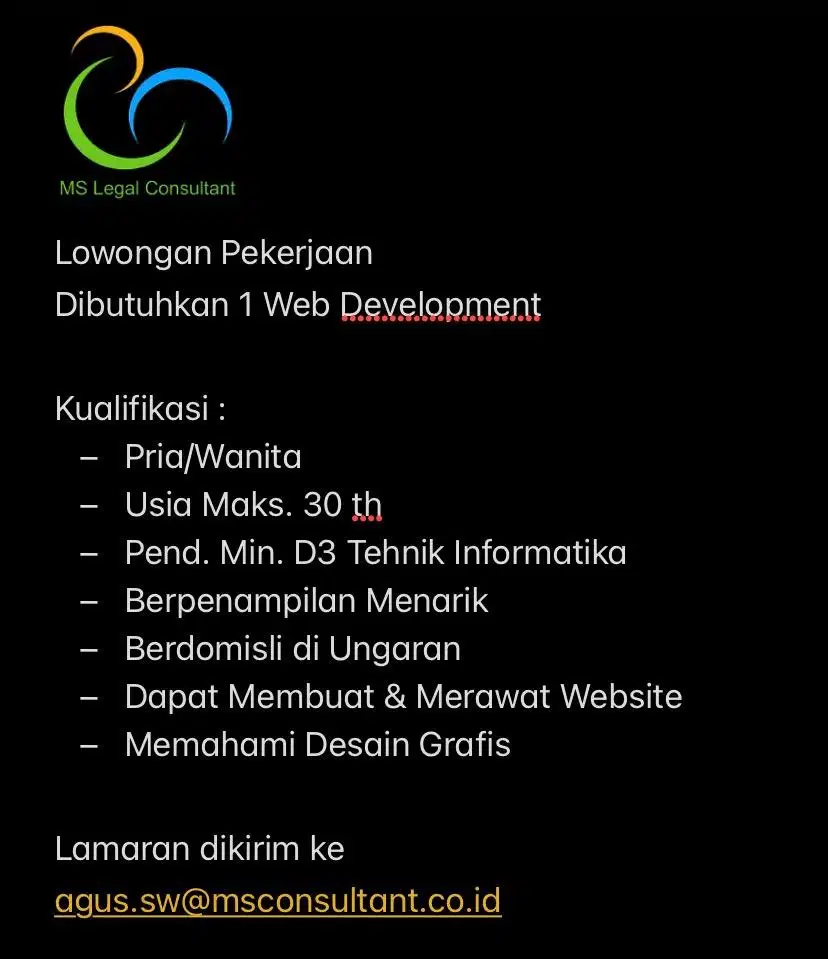 Cari 1 Staf Admin dan 1 Web Development